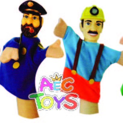 หุ่นมือนิทานหัวพลาสติก 3 มิติ ชุดที่ 3 นักบิน, กัปตัน, นักวิทยาศาสตร์, ทหาร   4 อาชีพ